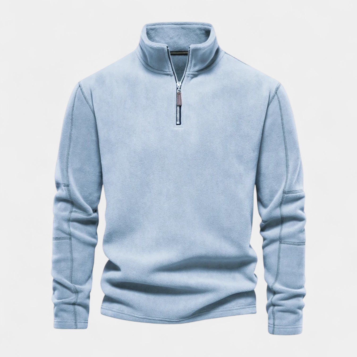 Fleece Half-Zip Sweatshirt High Collar Regular Fit for Men