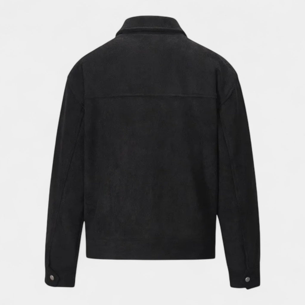 Faux Suede Bomber Jacket Double Zip Regular Fit for Men