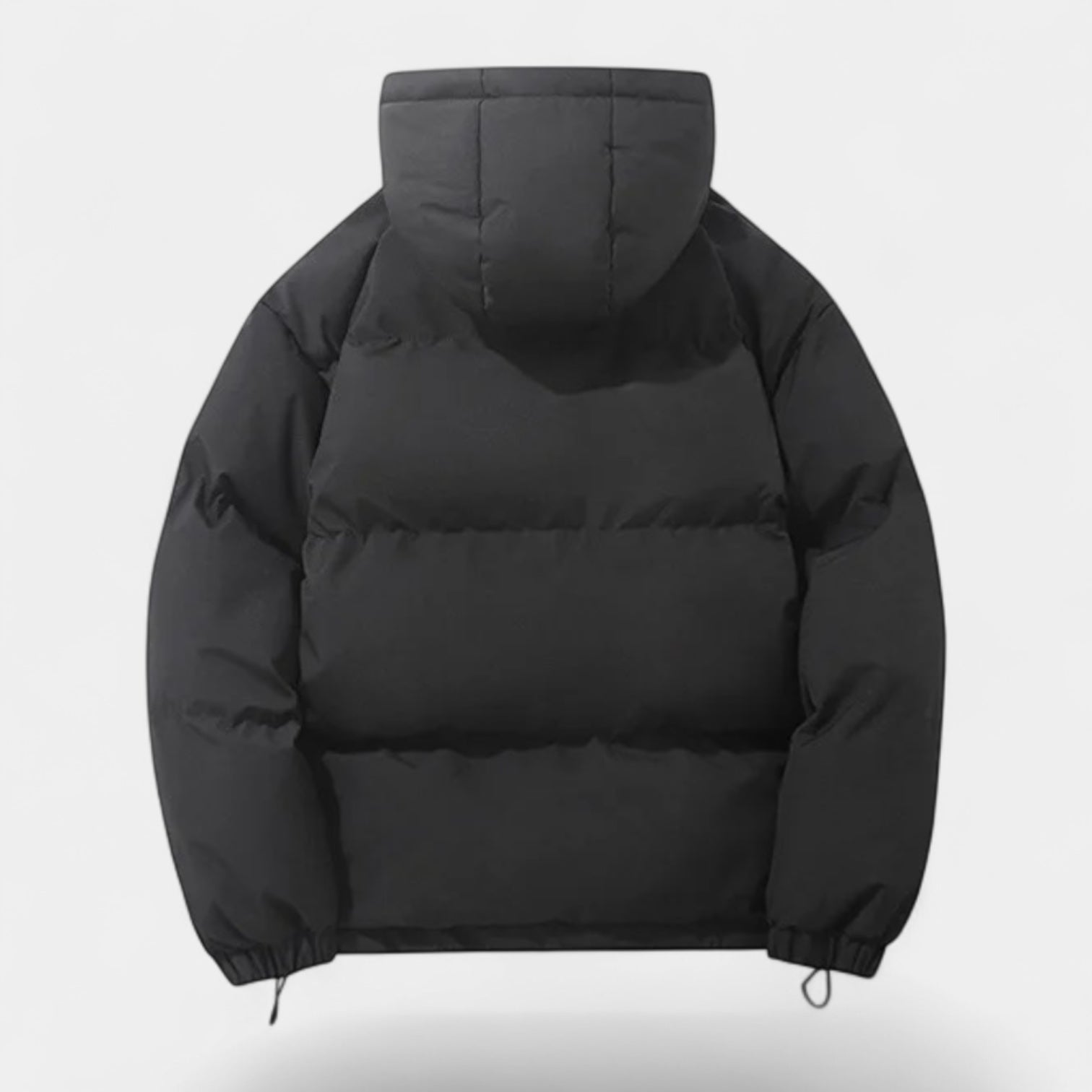 Hooded Puffer Jacket Zip-Up Snap Closure for Men