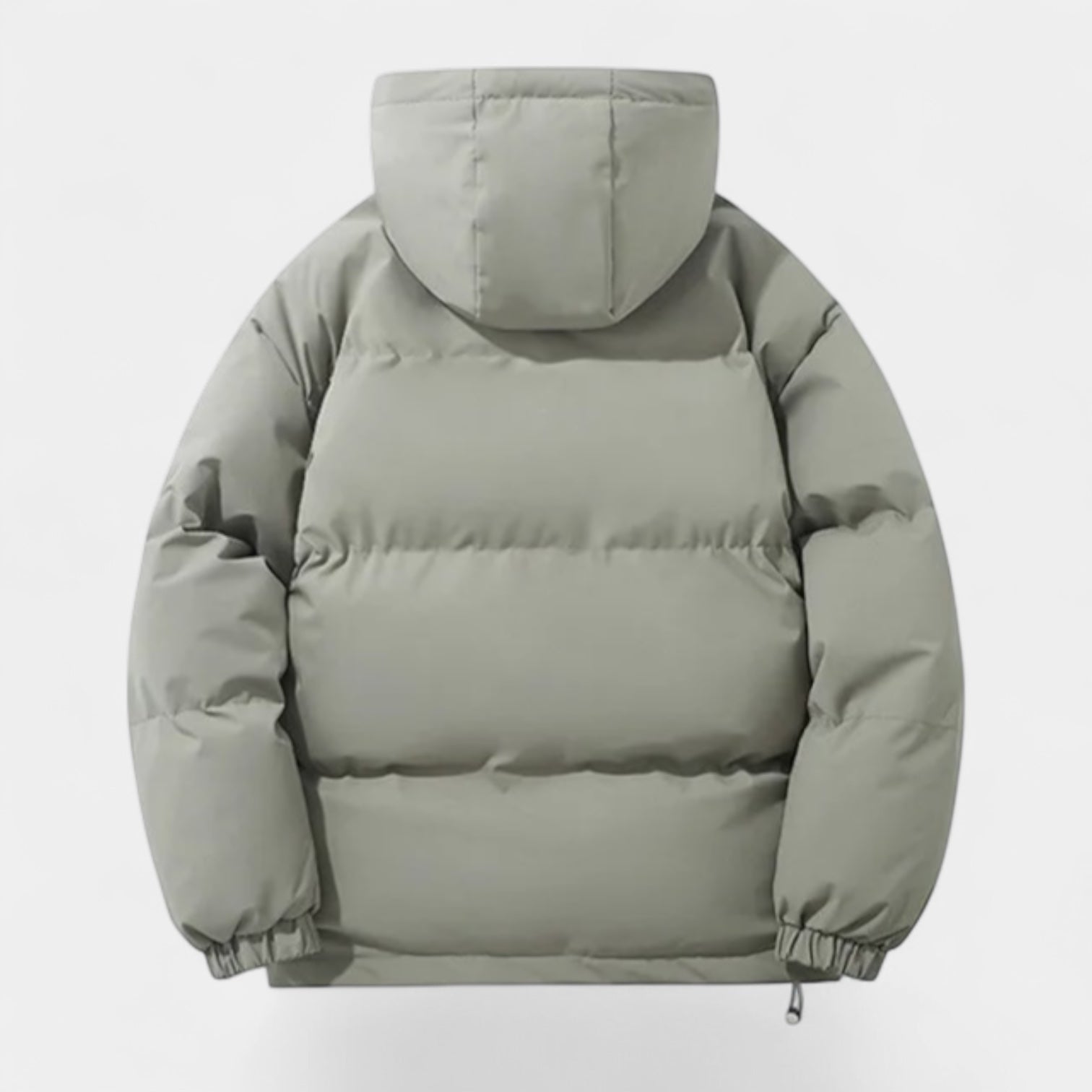 Hooded Puffer Jacket Zip-Up Snap Closure for Men
