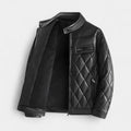 Quilted Faux Leather Biker Jacket Zip-Up for Men