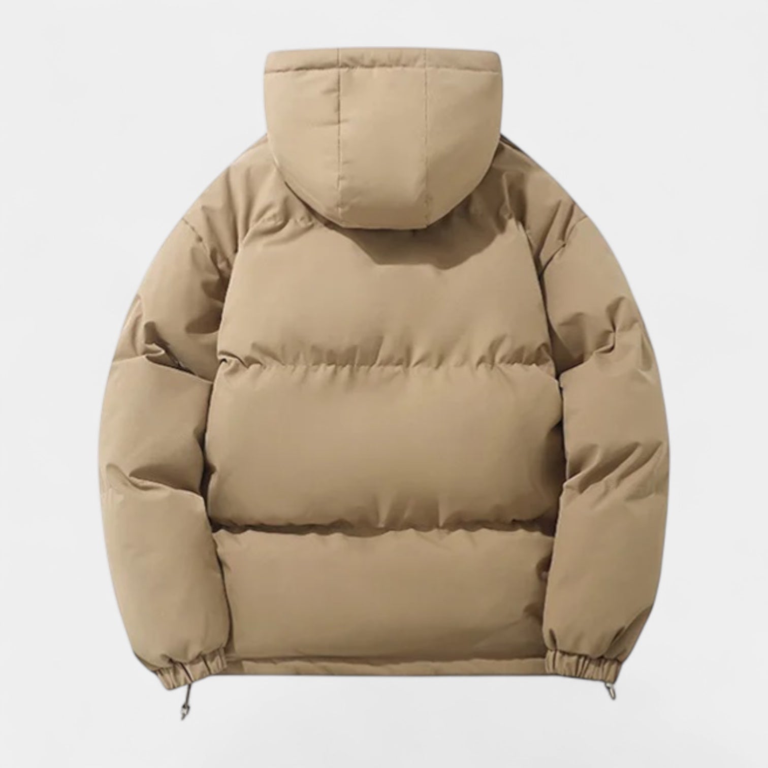 Hooded Puffer Jacket Zip-Up Snap Closure for Men