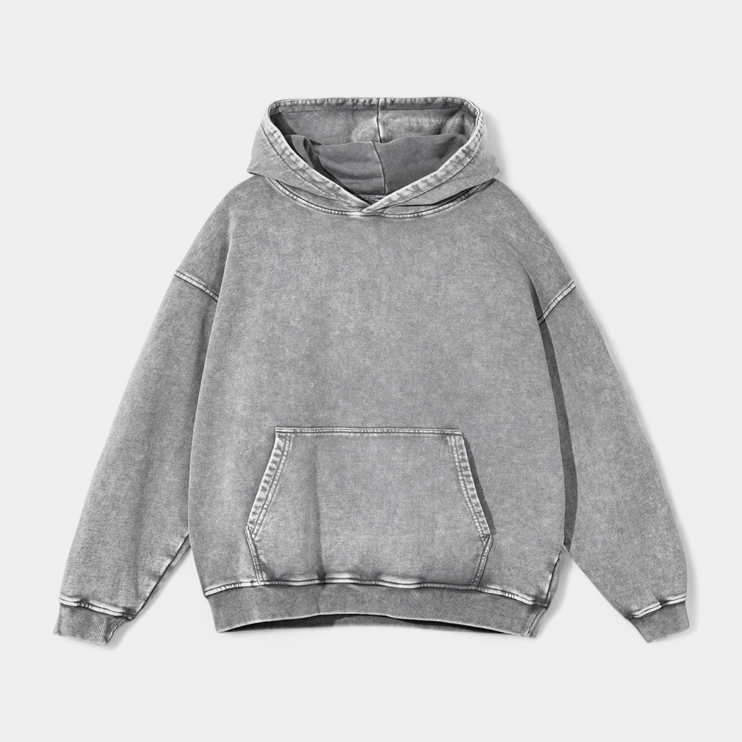 Washed Cotton Blend Hoodie Relaxed Fit for Men