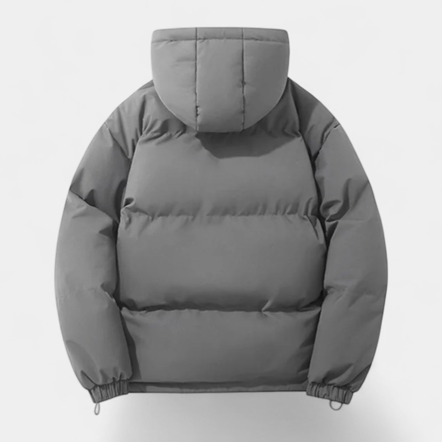 Hooded Puffer Jacket Zip-Up Snap Closure for Men