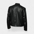 Faux Leather Biker Jacket Stand Collar Zip for Men