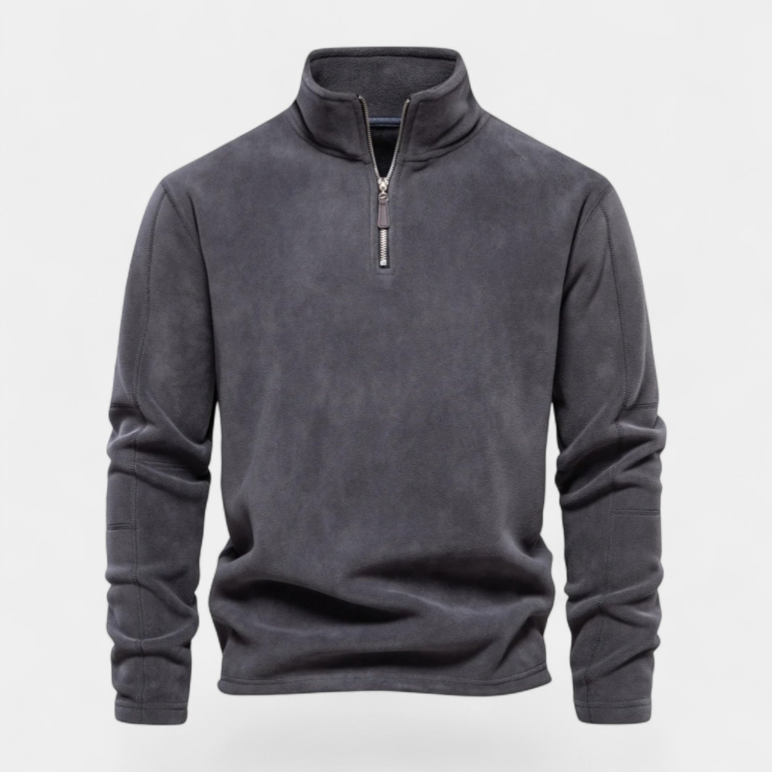 Fleece Half-Zip Sweatshirt High Collar Regular Fit for Men