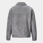 Faux Suede Bomber Jacket Double Zip Regular Fit for Men