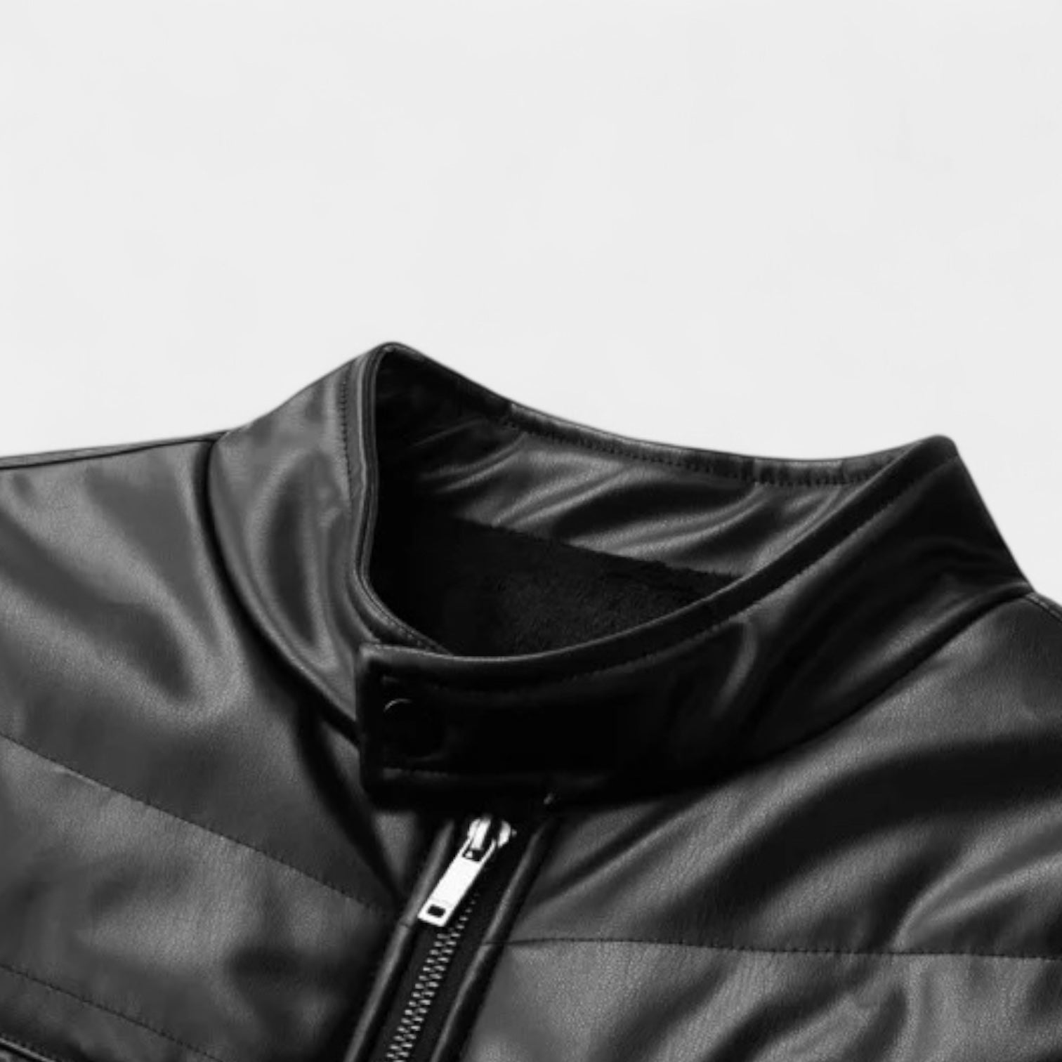Quilted Faux Leather Biker Jacket Zip-Up for Men