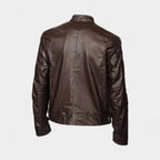 Faux Leather Biker Jacket Stand Collar Zip for Men