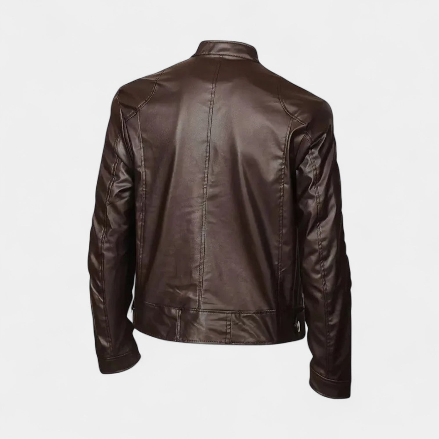 Faux Leather Biker Jacket Stand Collar Zip for Men