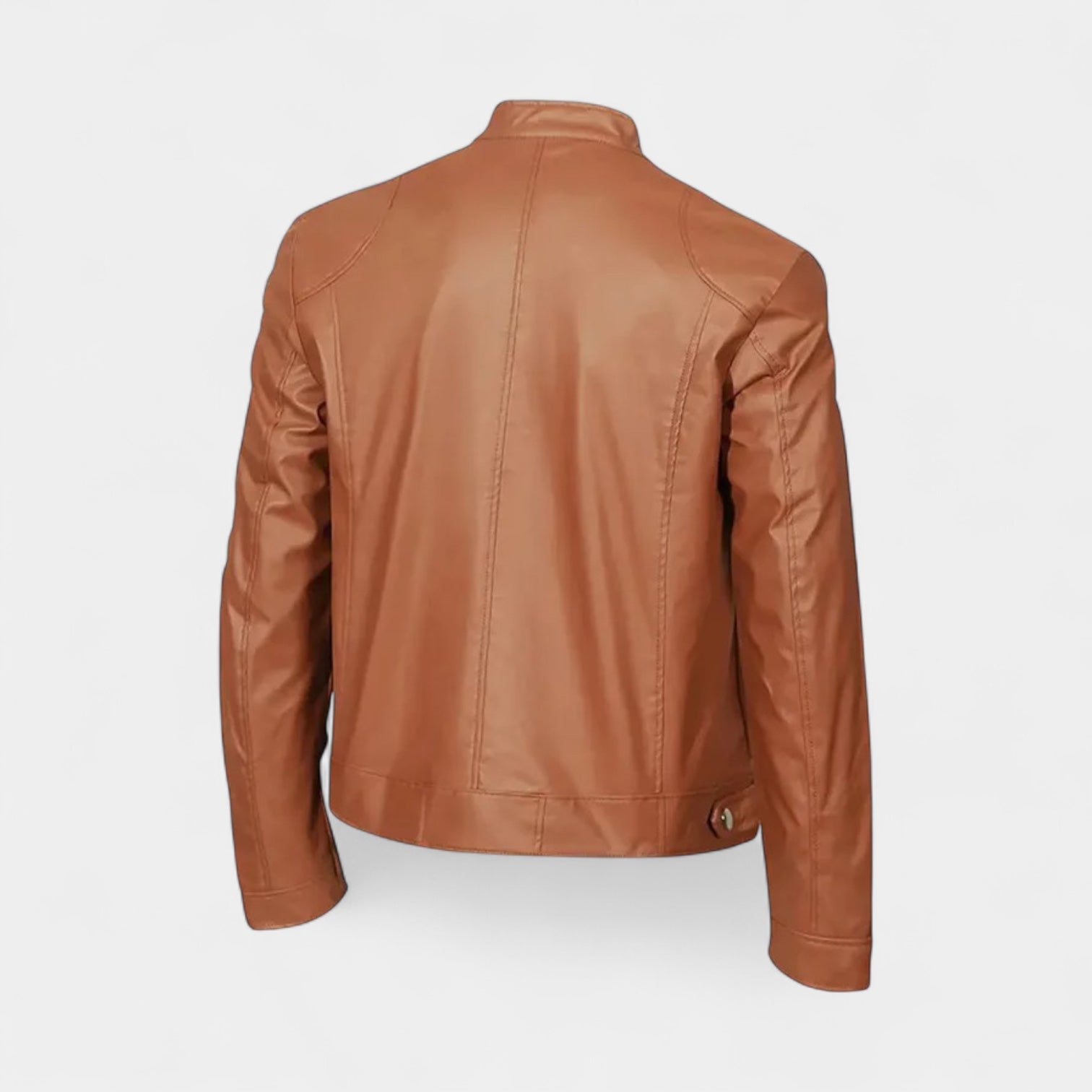 Faux Leather Biker Jacket Stand Collar Zip for Men