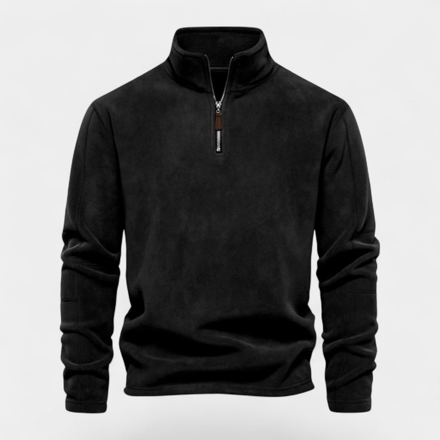 Fleece Half-Zip Sweatshirt High Collar Regular Fit for Men