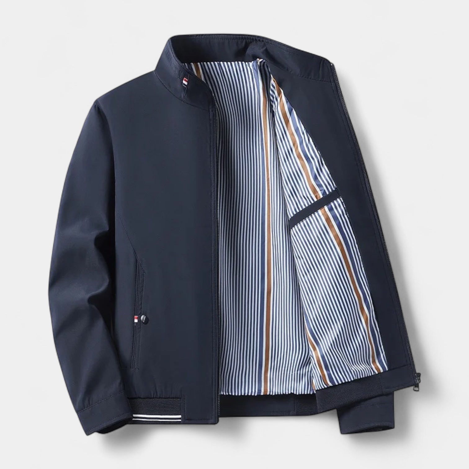 Lightweight Stand Collar Zip-Up Jacket Slim Fit for Men