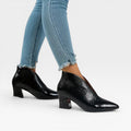 Women's Pointed-Toe Croc-Effect Ankle Boots
