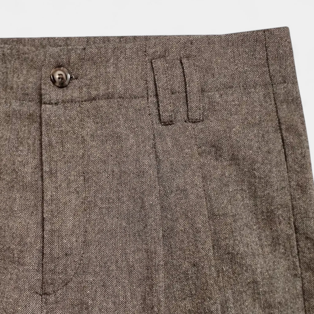 Wool-Blend Pleated Trousers Relaxed Straight Fit for Men