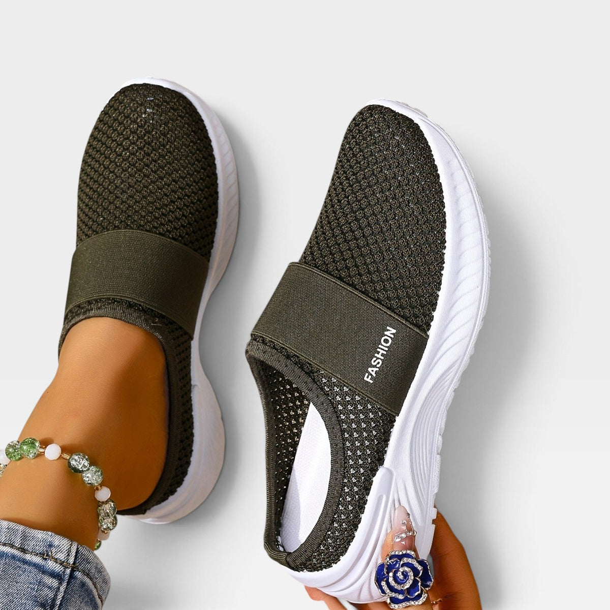 Women's Knit Slip-On Trainers with Cushioned Comfort