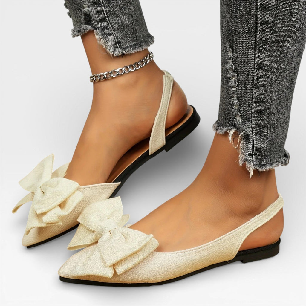 Women's Pointed-Toe Slingback Flats with Bow
