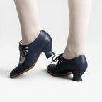Women's Leather Lace-Up Low Heel Pumps