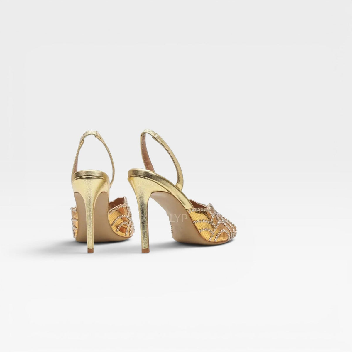 Women's Metallic Slingback Peep Toe Heels