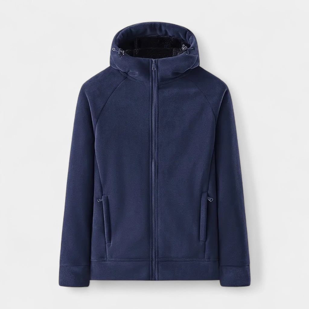 Fleece Full-Zip Hoodie Plush Lined Relaxed Fit for Men