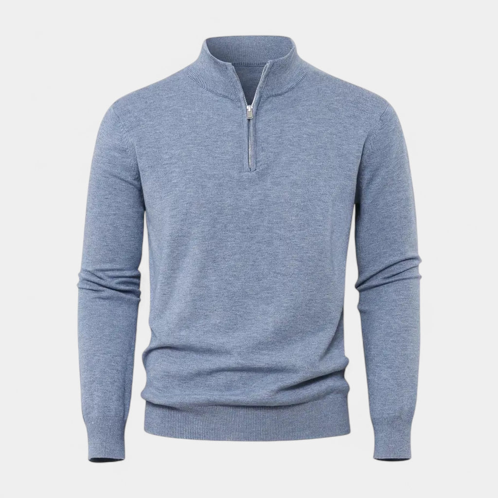 Half-Zip Knit Sweater Stand Collar Regular Fit for Men