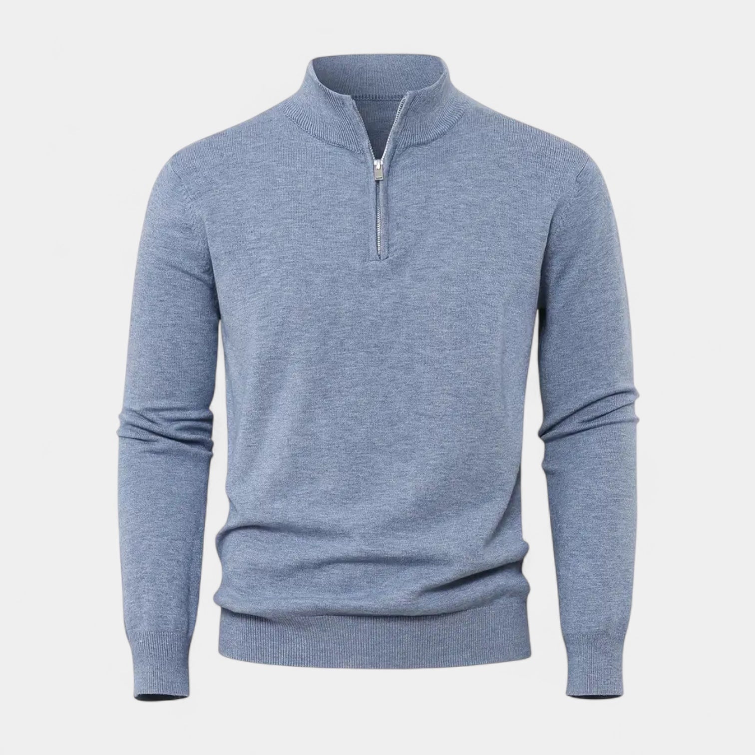 Half-Zip Knit Sweater Stand Collar Regular Fit for Men