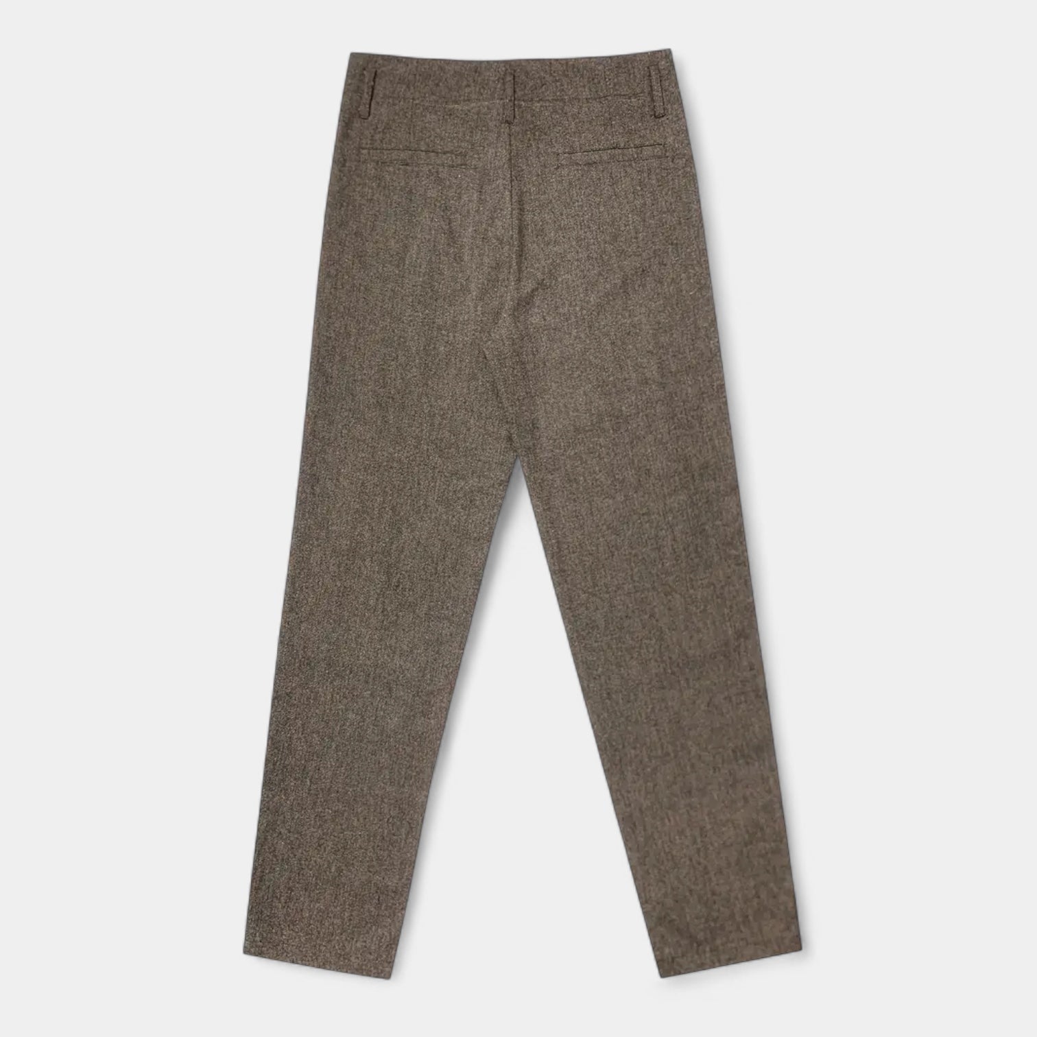 Wool-Blend Pleated Trousers Relaxed Straight Fit for Men