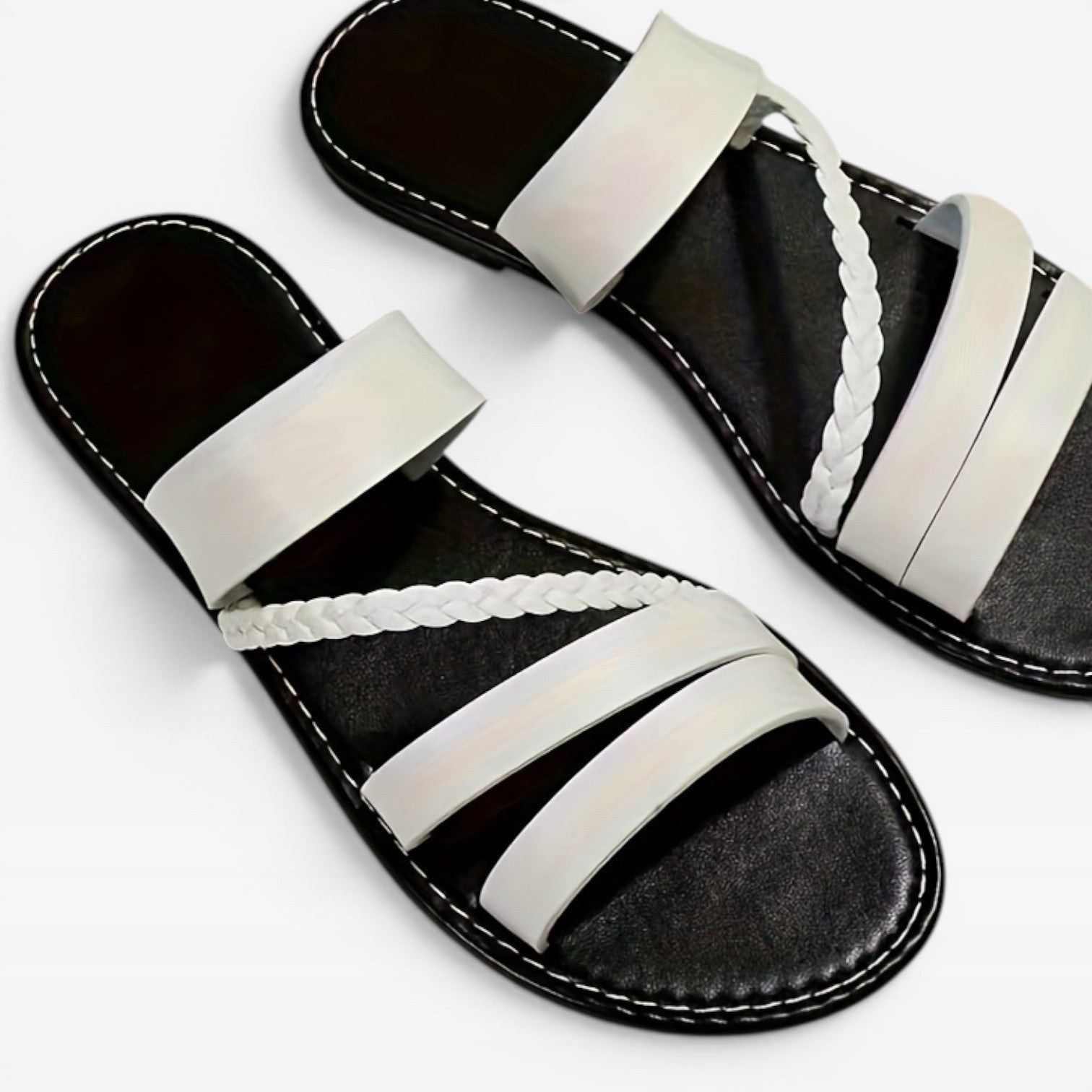 Women's Woven Braided Open-Toe Flat Sandals