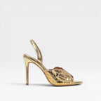 Women's Metallic Slingback Peep Toe Heels