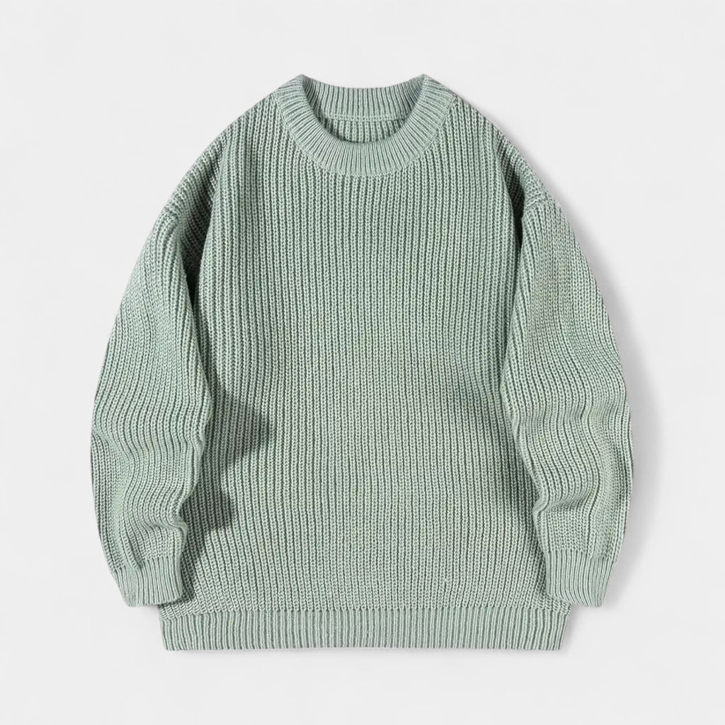 Crew Neck Ribbed Knit Sweater Regular Fit for Men