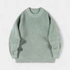 Crew Neck Ribbed Knit Sweater Regular Fit for Men