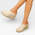 Women's Velvet Wedge Sandals with Rope Sole