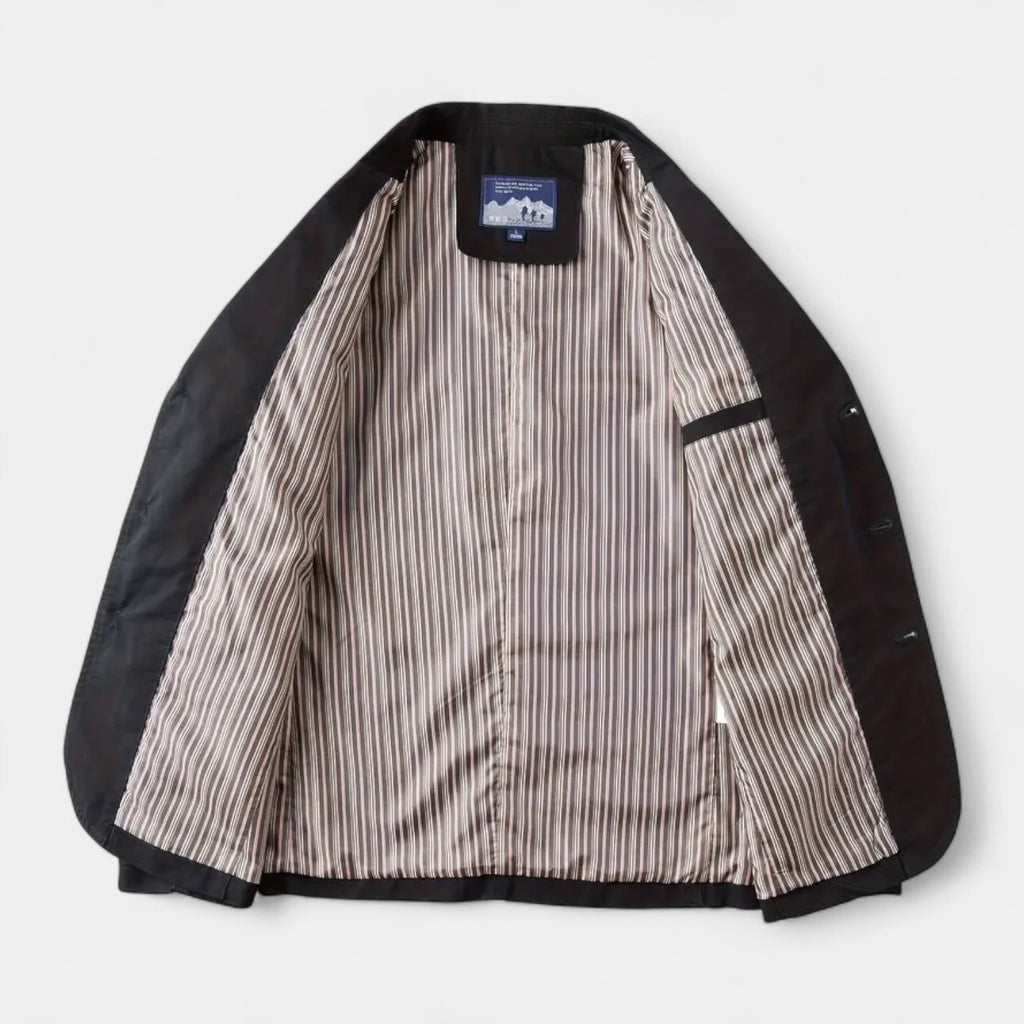 Cotton Blend Single-Breasted Blazer Notch Lapel for Men