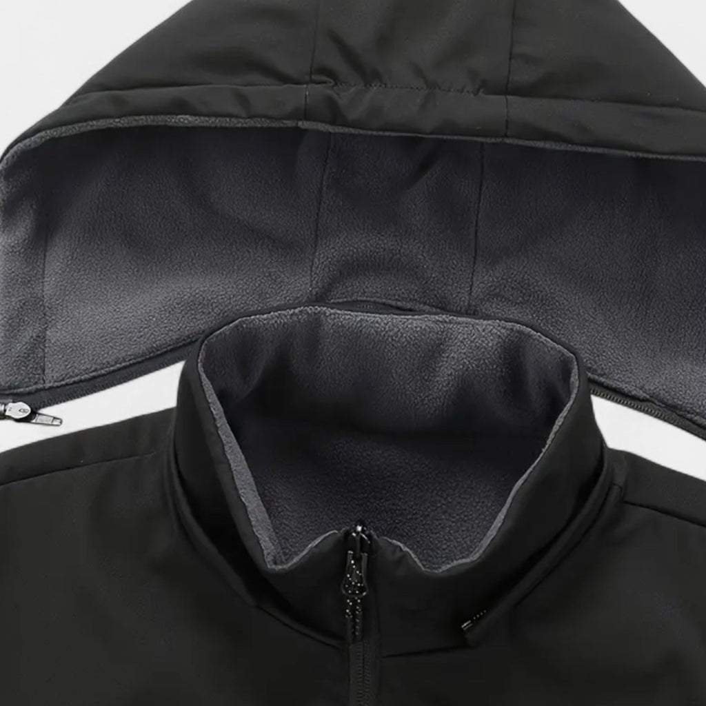 Fleece Lined Hooded Wind Jacket Zip-Up for Men