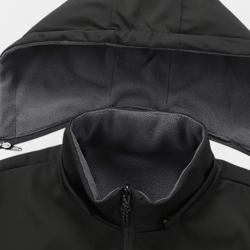 Fleece Lined Hooded Wind Jacket Zip-Up for Men