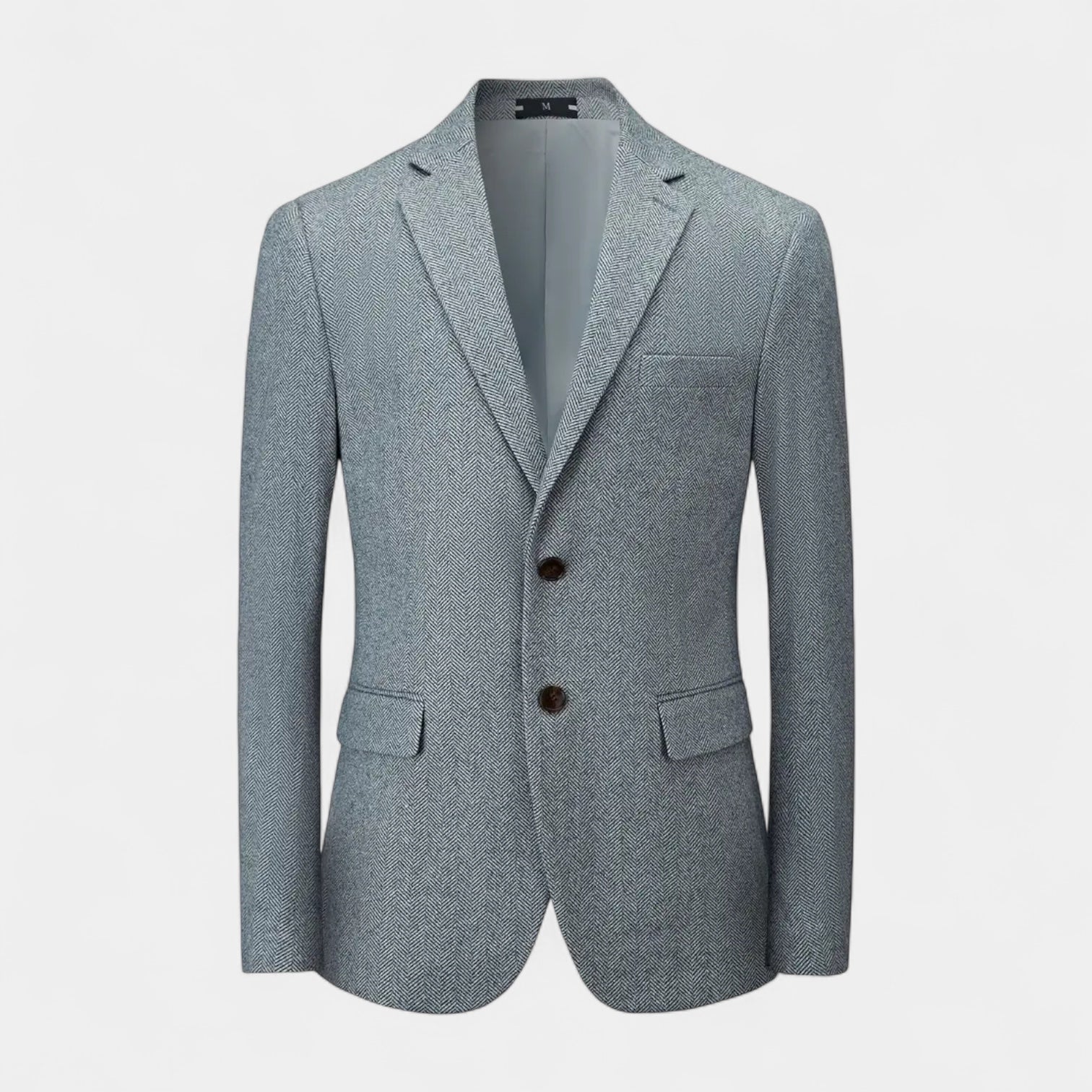 Herringbone Textured Blazer Two-Button Notch Lapel for Men