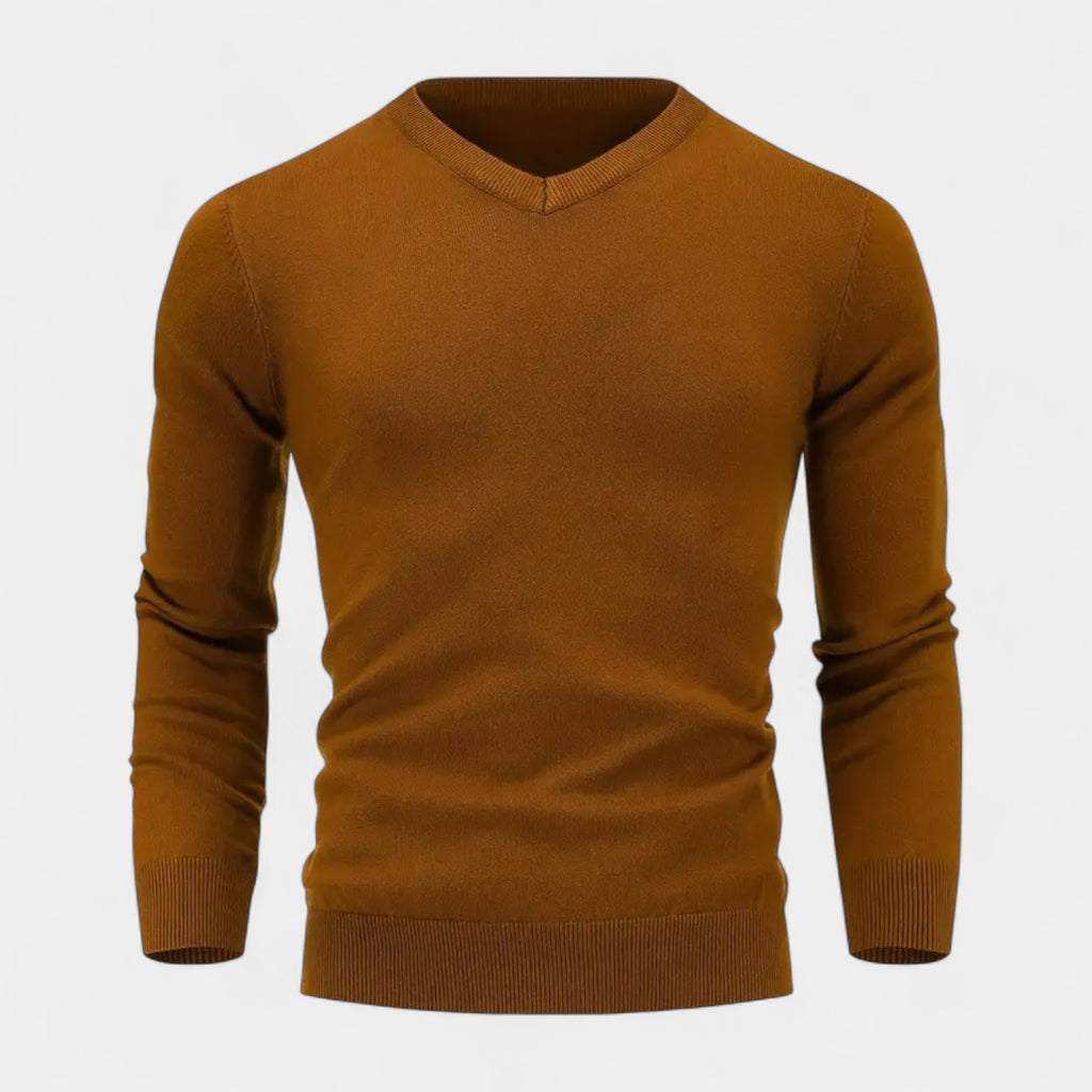 V-Neck Fine-Gauge Knit Sweater Regular Fit for Men