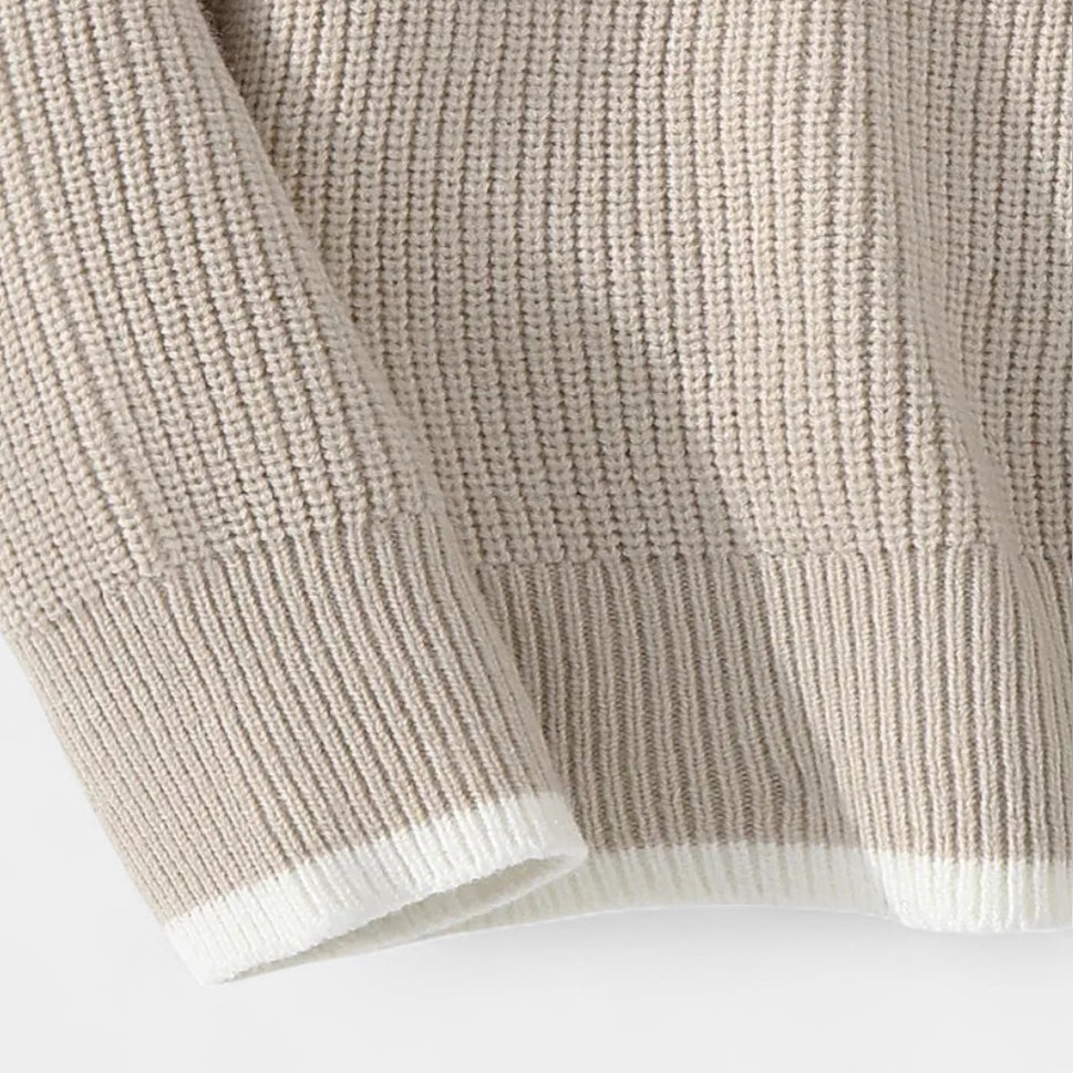 Mock Neck Ribbed Knit Sweater Regular Fit for Men