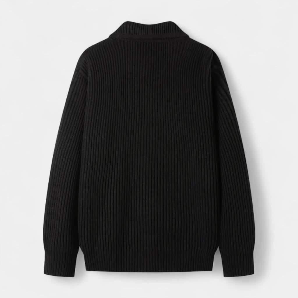 Ribbed Knit Button-Up Cardigan Regular Fit for Men