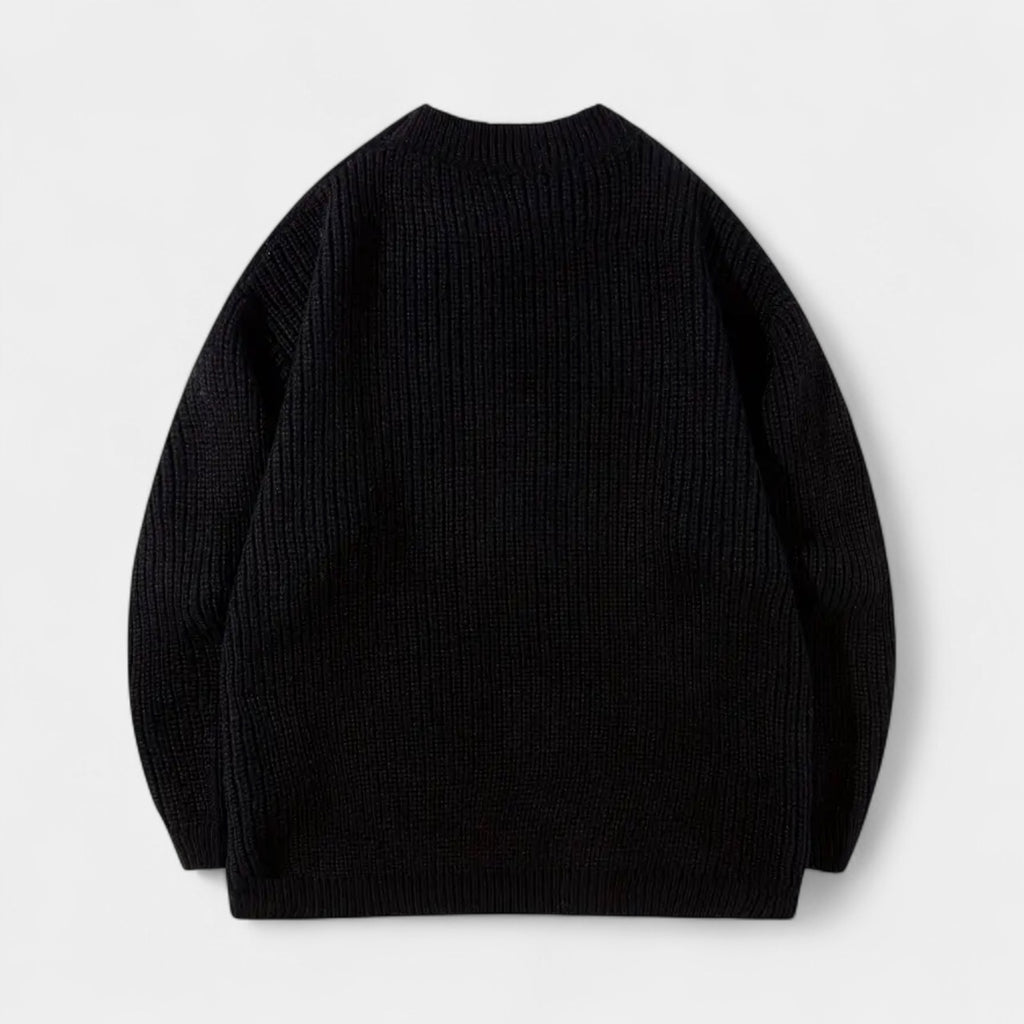 Crew Neck Ribbed Knit Sweater Regular Fit for Men