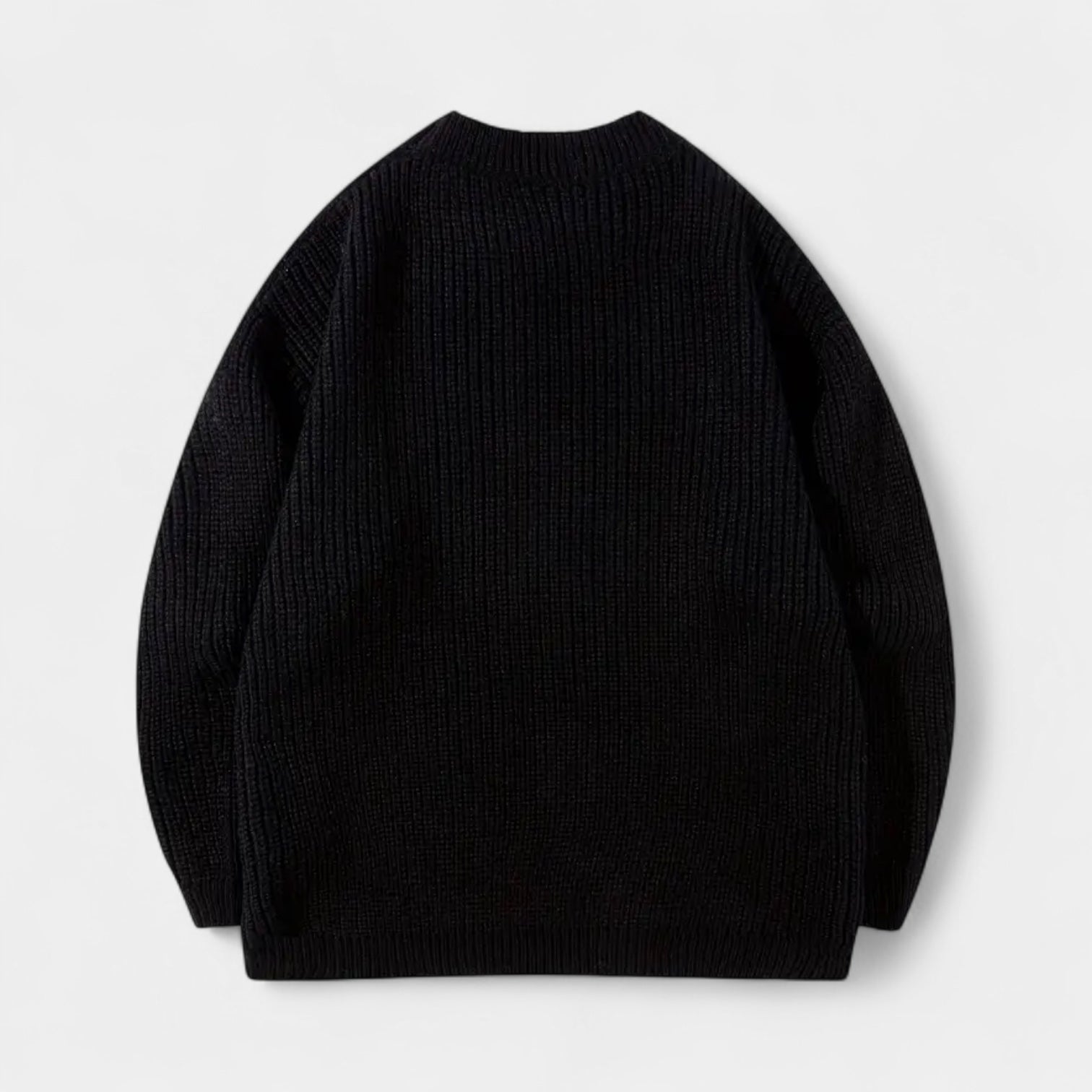 Crew Neck Ribbed Knit Sweater Regular Fit for Men