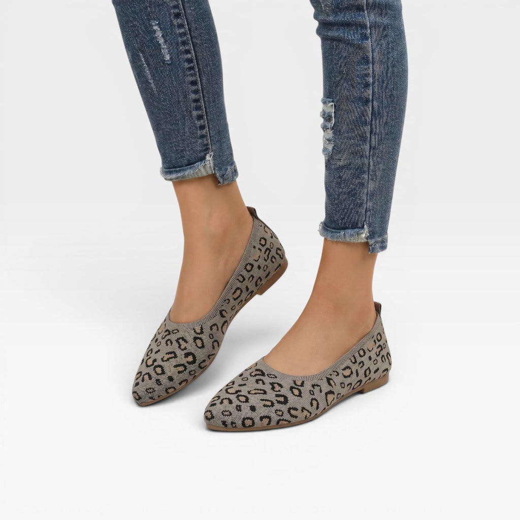 Women's Leopard-Print Knit Ballet Flats