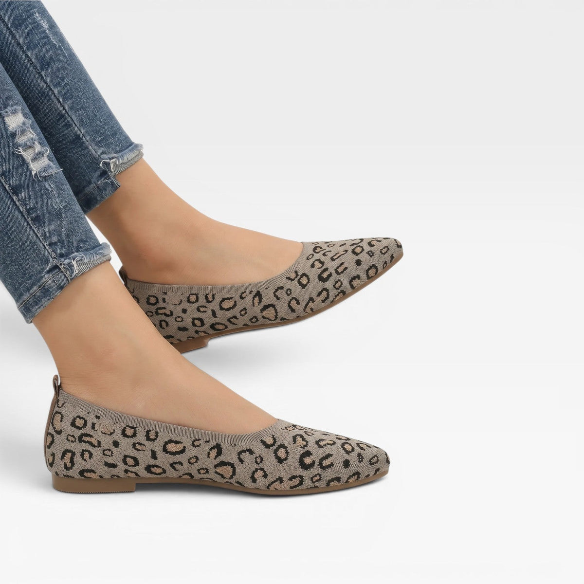 Women's Leopard-Print Knit Ballet Flats
