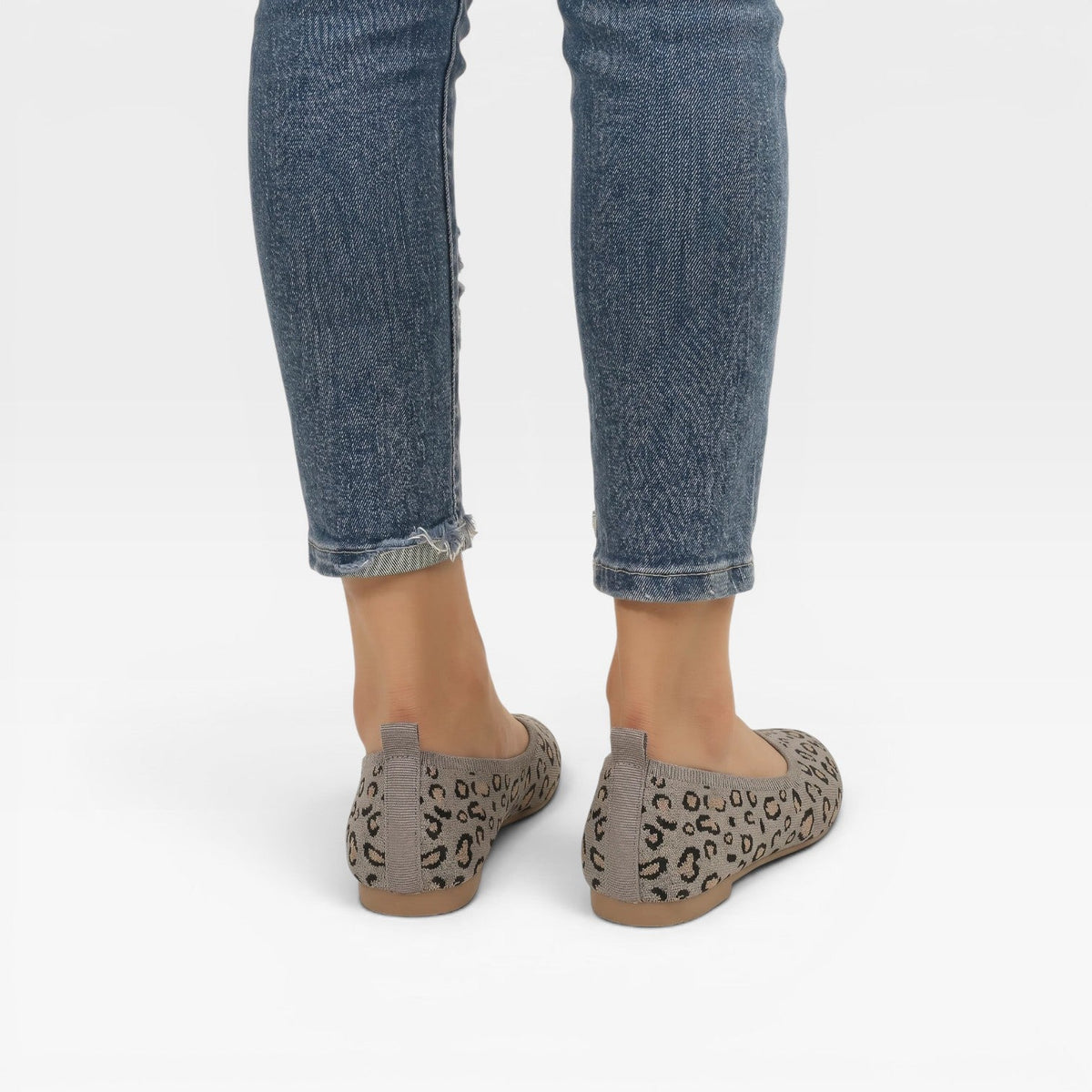 Women's Leopard-Print Knit Ballet Flats
