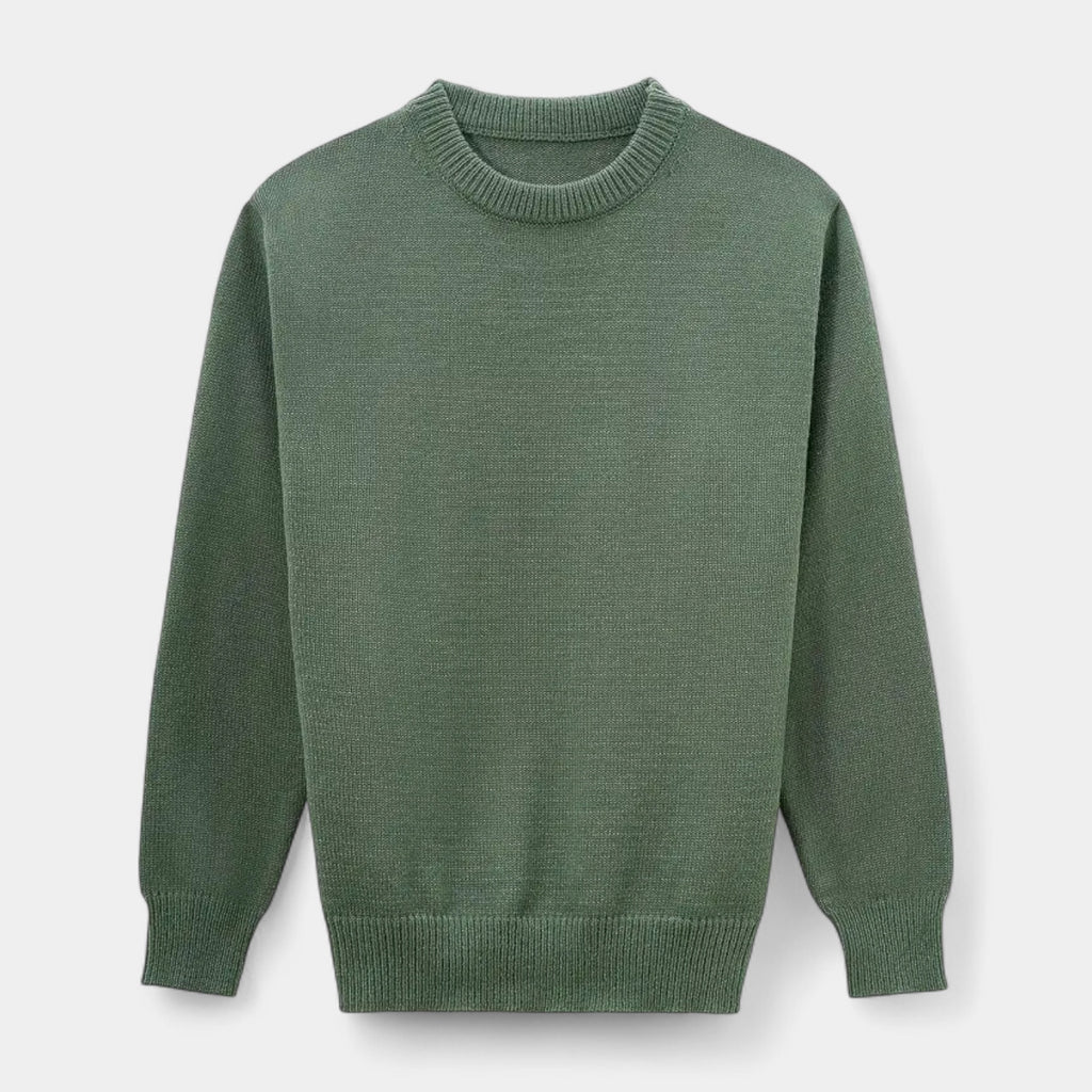 Crew Neck Knit Sweater Ribbed Regular Fit for Men