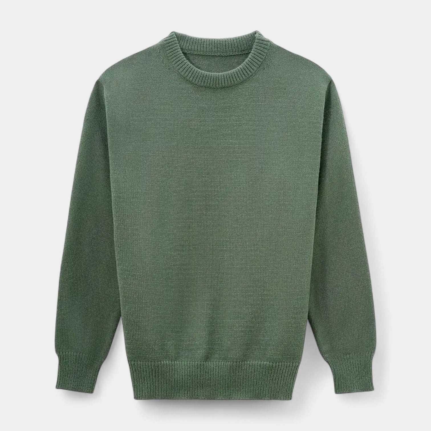 Crew Neck Knit Sweater Ribbed Regular Fit for Men