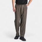 Wool-Blend Pleated Trousers Relaxed Straight Fit for Men