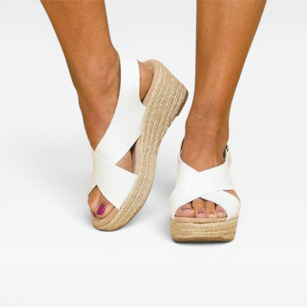 Women's Cross-Strap Espadrille Wedge Sandals