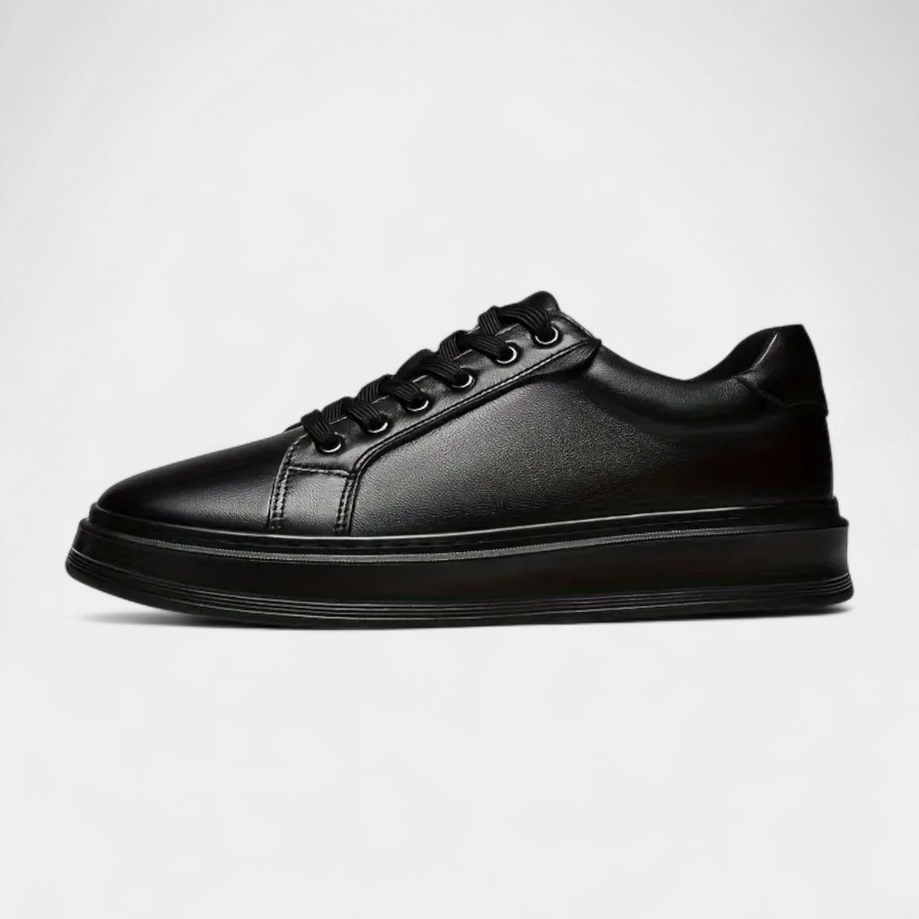 All Black Lace-Up Sneakers Vegan Leather for Men