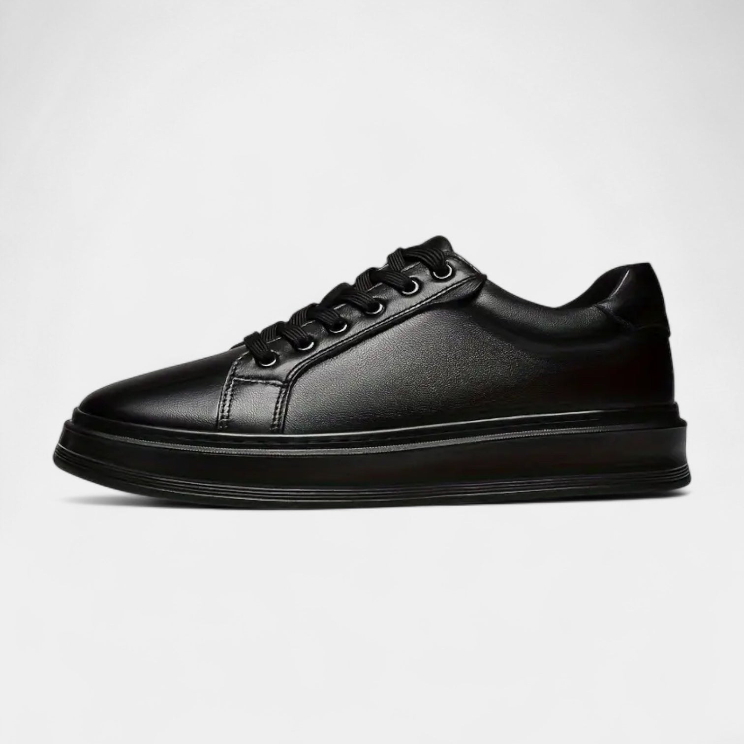 All Black Lace-Up Sneakers Vegan Leather for Men
